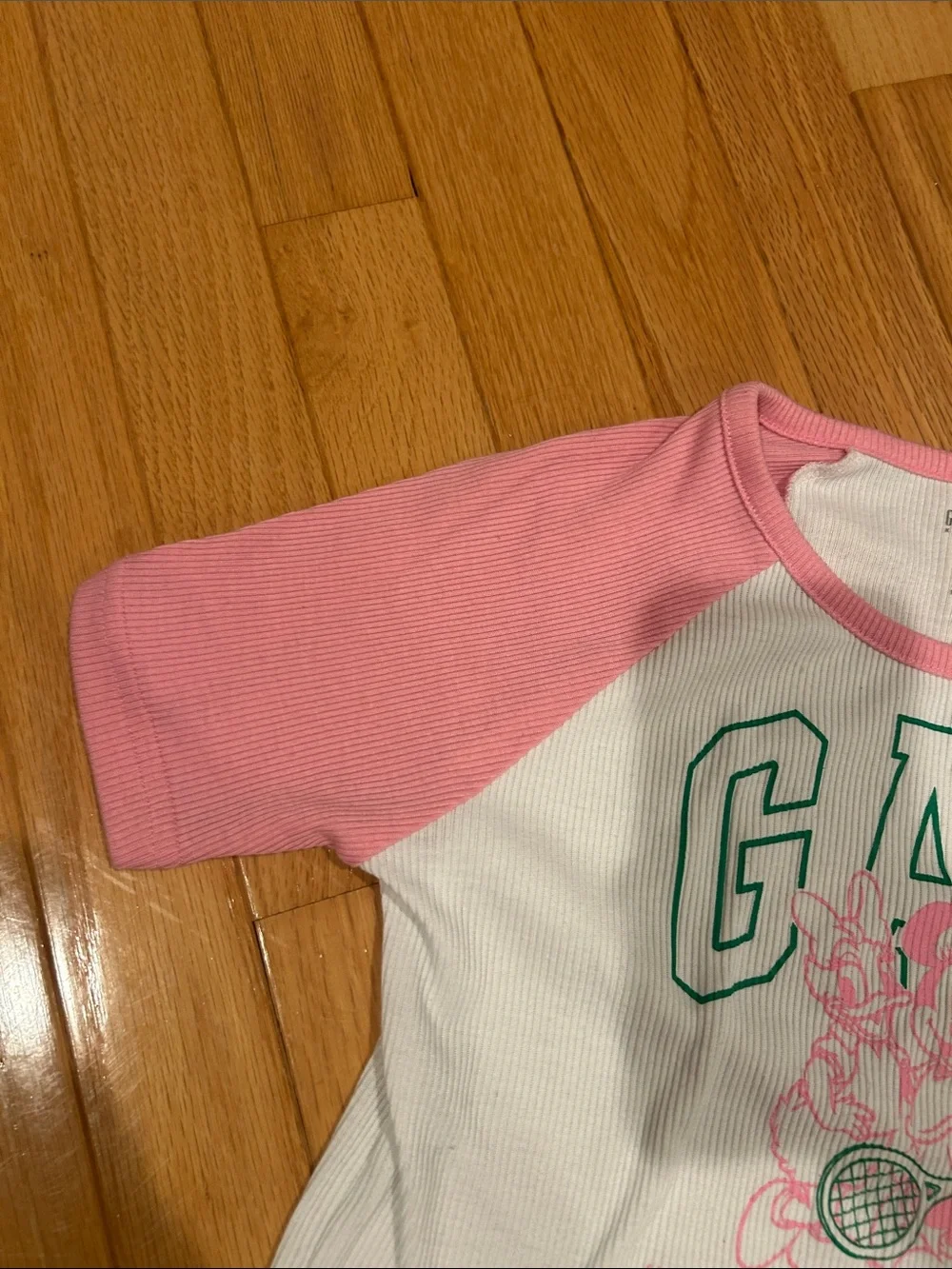 GAP Pink & White Minnie & Daisy Tennis Raglan Tee
